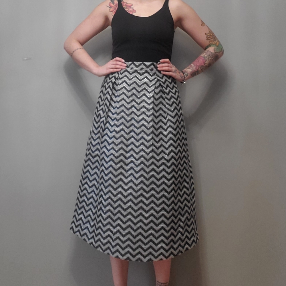 Jacquard Metallic Midi Skirt